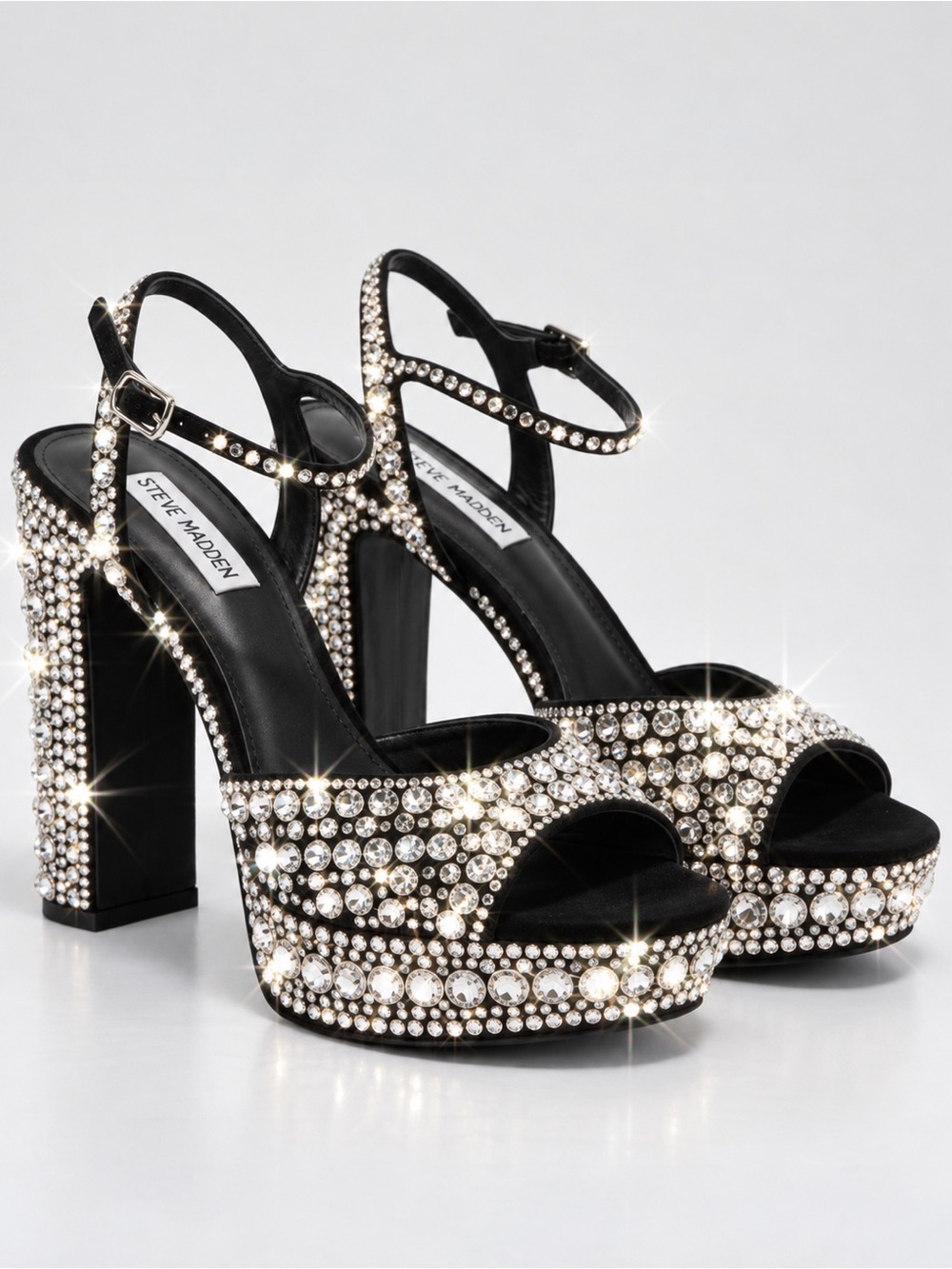Steve Madden Rhinestone Crystal Platform Heels | Embellished Size 8.5 NWT